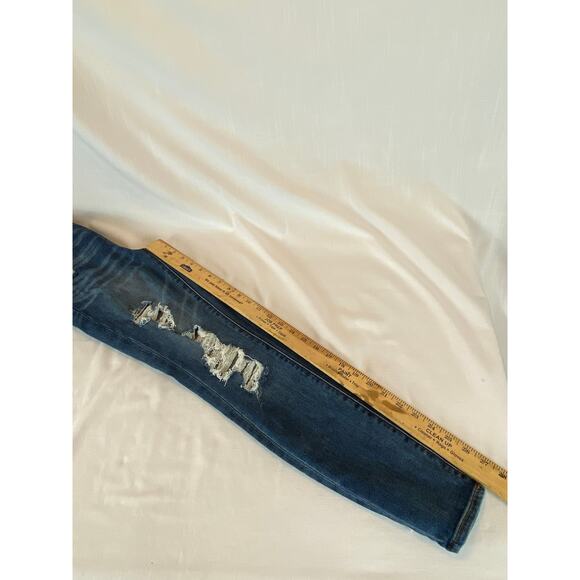 American Eagle next level stretch size 2 jeggin crop distressed medium blue wash - Picture 10 of 15